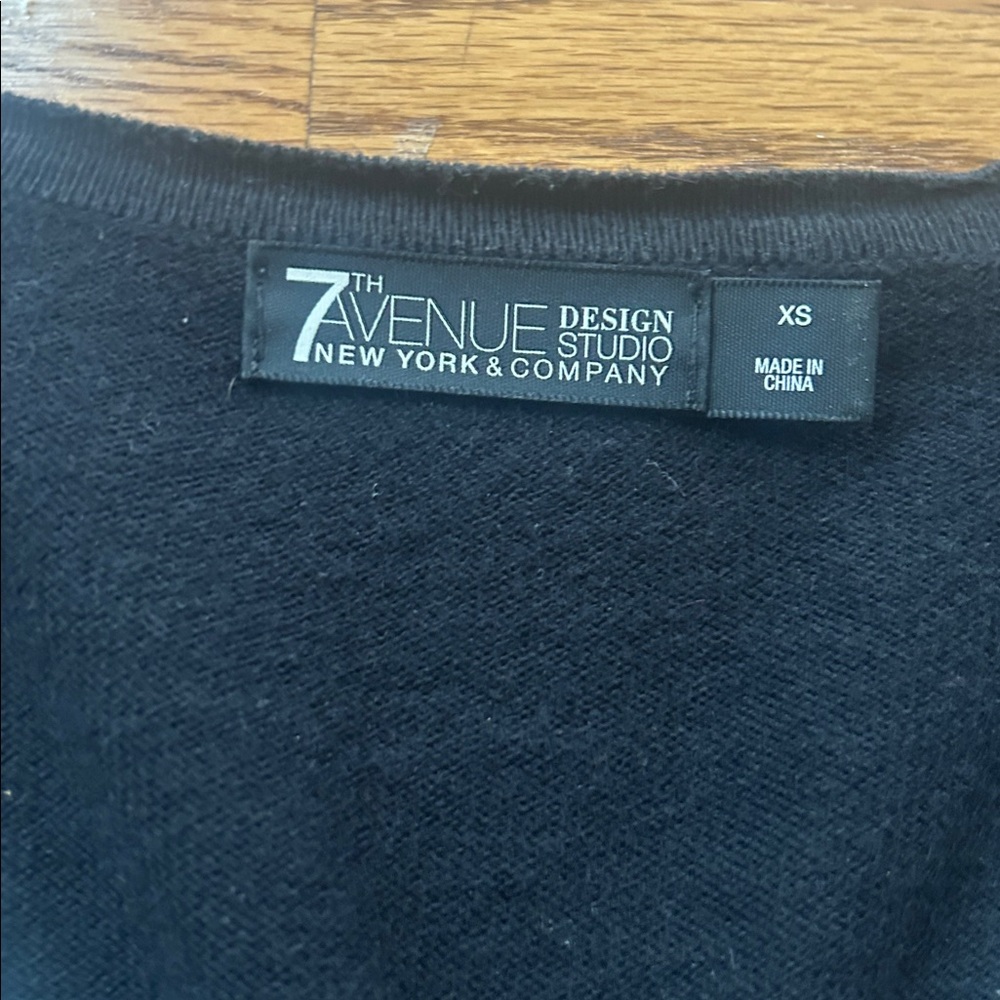 7th Avenue Design Studio NY and Company Black Cardigan with pearls Size XS - Picture 3 of 10